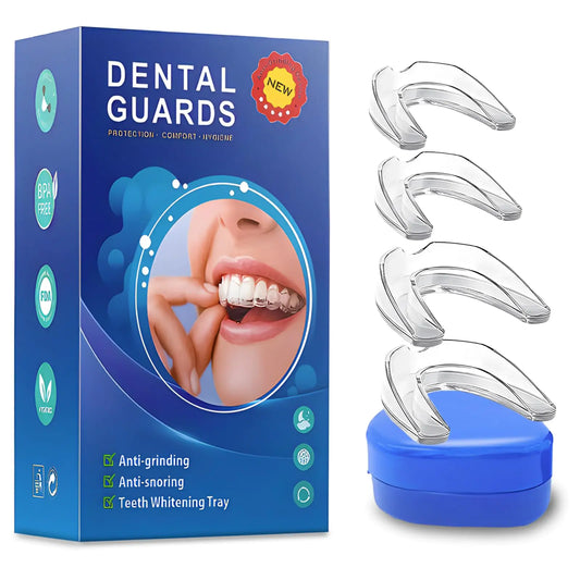 Vixino Mouth Guard for Grinding Teeth at Night Mouthguards for Grinding of Teeth Night Guards for Teeth Grinding Reusable Mouth Guard for Sleeping Bite Guard(2 Sizes 4 Pcs)