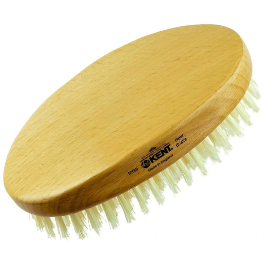 Kent MG3 Finest Mens Hair Brush & Beard Brush for Skin Care Natural White Boar Bristle Brush for Mens Grooming Scalp Brush 360 Wave and Beard Straightener For Mens Hair Care