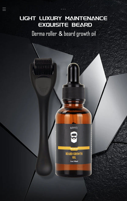 ShopDrop Premium Beard Growth Oil — New Formula | Free Microneedle Roller Included